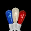 10-Light Transparent Red Blue And Clear ST40 Edison Style 4th Of July Christmas Lights - White Wire (Set Of 10)-31799188 207105423 -Christmas Decoration Store 10 light transparent red blue and clear st40 edison style 4th of july christmas lights