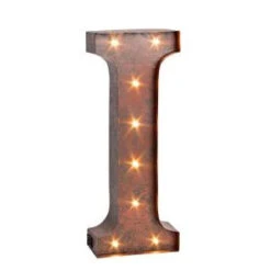 12 In. H "I" Rustic Brown Metal LED Lighted Letter-92669I 206625107