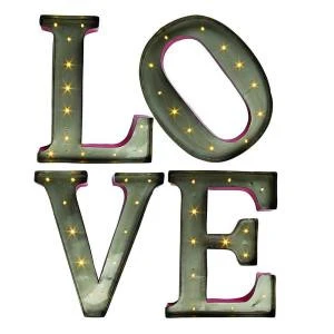 14 in. H Red and Silver Metal LED Lighted "LOVE" Letters with Timer-92255 206625135 14 In. H Red And Silver Metal LED Lighted "LOVE" Letters With Timer-92255 206625135 -Christmas Decoration Store 14 in. h red and silver metal led lighted love letters with timer 92255