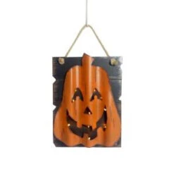 16 In. LED Wooden And Iron Pumpkin Hanging Wall Decor-1704003055 206926551