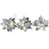 18-Light Battery Operated LED White 3-Poinsettia Flower Garland-FG02-1W018-A1 202938552