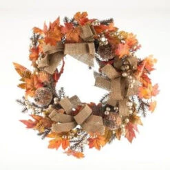 24 In. Pumpkin And White Berry Artificial Wreath-2207820 206498727