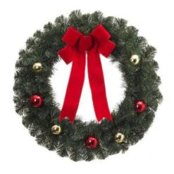26 In. Noble Pine Artificial Wreath With Ornaments And Red Bow (Pack Of 6)-2174920HDX6 205203593