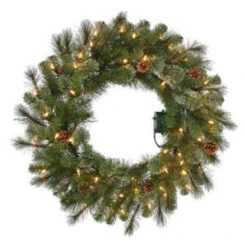 30 In. Pre-Lit B/O LED Alexander Pine Artificial Christmas Wreath X 140 Tips With 50 Warm White Lights-GD26M5311L00 206795382