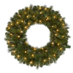 30 In. Pre-Lit LED Wesley Pine Artificial Christmas Wreath X 191 Tips With 50 Outdoor Plug-In Warm White Lights-GD26M2L46L02 206795415
