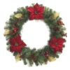30 In. Unlit Burgundy Poinsettia Artificial Wreath-2258460HD 206005431 -Christmas Decoration Store 30 in. unlit burgundy poinsettia artificial wreath 2258460hd
