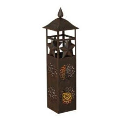32.5 In. H Designer Metal Floor Lantern With 2 Battery Operated LED Candles-2157898 206576204