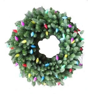 36 in. LED Pre-Lit Artificial Christmas Wreath with C9 Ceramic Multi-Color Lights-4723172-C902HO 206803358 36 In. LED Pre-Lit Artificial Christmas Wreath With C9 Ceramic Multi-Color Lights-4723172-C902HO 206803358 -Christmas Decoration Store 36 in. led pre lit artificial christmas wreath with c9 ceramic multi color lights 47231