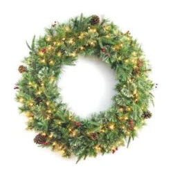 36 In. Syracuse Cashmere Berry Artificial Wreath With 100 Clear Lights-BOWOTHD171C 205982744
