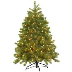 4.5 Ft. Feel-Real Downswept Douglas Fir Artificial Christmas Tree With 300 Clear Lights-PEDD4-339-45 205983444