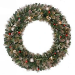 48 In. Battery Operated Roosevelt Artificial Wreath With120 Clear LED Lights-GD40M3V90L00 205983379