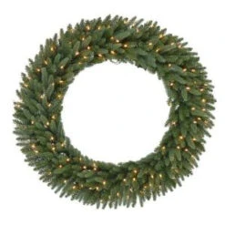 48 In. Pre-Lit B/O LED New Meadow Artificial Christmas Wreath X 520 Tips With 120 Warm White LED Lights And Timer-GD40P2581L00 206795460