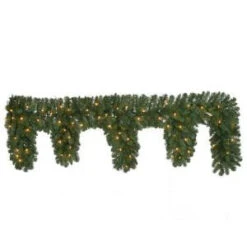 6 Ft. Pre-Lit Fairwood Artificial Christmas Mantle Garland With 380 Tips And 70 Clear Lights-GT60P3A01C02 206795442
