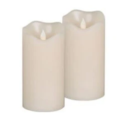 6 In. H Battery Operated Bisque, Vanilla Scent Motion Flame Wax Timer Candle (Set Of 2)-42544 206504451