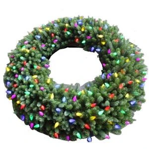 60 in. LED Pre-Lit Artificial Christmas Wreath with C9 Ceramic Multi-Color Lights-4723262-C902HO 206803410 60 In. LED Pre-Lit Artificial Christmas Wreath With C9 Ceramic Multi-Color Lights-4723262-C902HO 206803410 -Christmas Decoration Store 60 in. led pre lit artificial christmas wreath with c9 ceramic multi color lights 47232