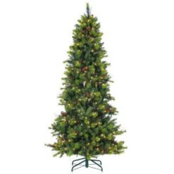 7.5 Ft. Pre-Lit Mixed Needle Michigan Spruce Artificial Christmas Tree With Clear Lights-5957--75C 300620023
