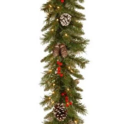 9 Ft. Frosted Berry Garland With Clear Lights-FRB-9GLO-1 300330554