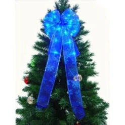9 In. 36-Light LED Blue Ribbon Bow-RB33-B009-A 202371856