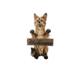 Alpine 16 In. Standing Fox With Welcome Sign Statuary-AJY160 206212918