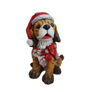 Alpine 21 in. Dog Wearing Santa Hat and Red Scarf Decor with 3 LED Lights-MCC372 207140342 Alpine 21 In. Dog Wearing Santa Hat And Red Scarf Decor With 3 LED Lights-MCC372 207140342 -Christmas Decoration Store alpine 21 in. dog wearing santa hat and red scarf decor with 3 led lights mcc372