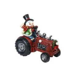 Alpine 9 In. Snowman On Tractor Decor With 3 LED Lights- Color Changing-WAZ124 207140363