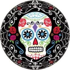 Amscan 7 In. X 7 In. Day Of The Dead Round Paper Plates (18-Count, 3-Pack)-741519 300598942