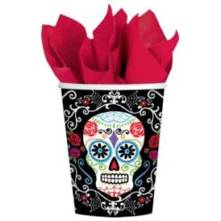 Amscan 8 In. Day Of The Dead 9 Oz. Paper Cups (18-Count, 3-Pack)-731519 300598943