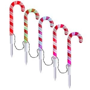 APPLights 18.11 in. LED Candy Cane (RGB) Pathway Stakes (Set of 5)-12856 206768307 APPLights 18.11 In. LED Candy Cane (RGB) Pathway Stakes (Set Of 5)-12856 206768307 -Christmas Decoration Store applights 1811 in. led candy cane rgb pathway stakes set of 5 12856