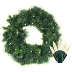 Brite Star 30 In. Pre-Lit LED Anchorage Fir Pine Artificial Wreath With Timer-73-153-00 203613614