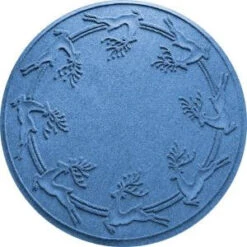 Bungalow Flooring Aqua Shield Medium Blue 35 In. Round Reindeer Run Under The Tree Mat-20648563535 206317273