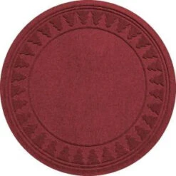 Bungalow Flooring Aqua Shield Red/Black 35 In. Round Pine Trees Under The Tree Mat-20293553535 206317252