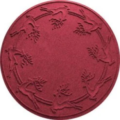 Bungalow Flooring Aqua Shield Red/Black 35 In. Round Reindeer Run Under The Tree Mat-20648553535 206317272