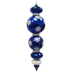 Christmas By Krebs 44 In. Blue And Silver Shatterproof Finial With Snowflakes-CBK40124 206214912