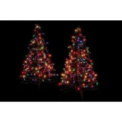 Crab Pot Trees 3 Ft. Pre-Lit Incandescent Fold Flat Outdoor-Indoor Artificial Christmas Trees With 160 Multi-Color Lights (2-Pack)-FFT-2PK-G3M 206685578