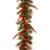 Decorative Collection 9 Ft. Christmas Red Mixed Garland With Battery Operated Warm White LED Lights-DC13-159-9BB-1 300330495 -Christmas Decoration Store decorative collection 9 ft. christmas red mixed garland with battery operated warm whit