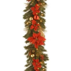 Decorative Collection 9 Ft. Home Spun Garland With Clear Lights-DC13-111L-9B 300330531
