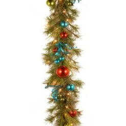 Decorative Collection 9 Ft. Retro Garland With Battery Operated Warm White LED Lights-DC13-141-9CB-1 300330523