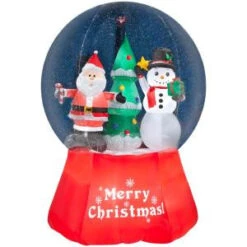 Gemmy 104.33 In. W X 104.33 In. D X 144.09 In. H Inflatable Snow Globe Santa With Snowman-87564 300082144