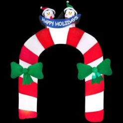 Gemmy 10.5 Ft. H Inflatable Archway Mixed Media Candy Cane With Penguin-85196X 205469604