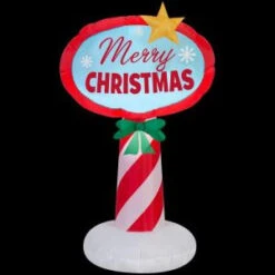 Gemmy 21.65 In. W X 18.50 In. D X 42.13 In. H Inflatable Outdoor Merry Christmas Sign-11750 206997479
