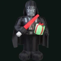 Gemmy 41.34 In. L X 27.56 In. W X 72.05 In. H Inflatable Darth Vader With Light Saber And Present-36756X 300060743