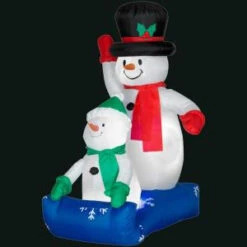 Gemmy 43.31 In. L X 27.56 In. W X 48.03 In. H Inflatable Father Snowman And Child-84519X 300060727