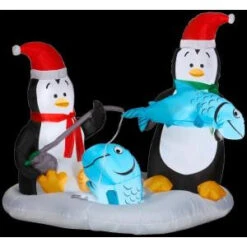 Gemmy 4.6 Ft. H Inflatable Animated Penguins Ice Fishing-35146X 206403193