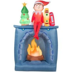 Gemmy 6.5 Ft. H Inflatable Scout Elf On Fireplace-36995 205919997