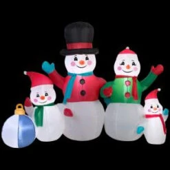 Gemmy 77.95 In. W X 40.16 In. D X 61.42 In. H Inflatable Snowman Family Scene-13326 207052562