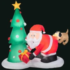 Gemmy 83.86 In. L X 43.31 In. W X 81.1 In. H Inflatable Santa And Dog Scene-35137X 300060739