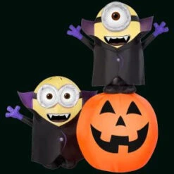 Gemmy Gone Batty 6 Ft. H Inflatable Minions With Pumpkin Scene-59406X 300060754