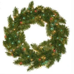 General Foam 24 In. Pre-Lit Carolina Fir Artificial Wreath With Multi Colored Lights-HD-24216M1 203321088
