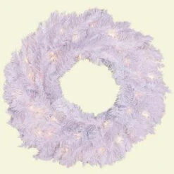 General Foam 24 In. Pre-Lit Deluxe White Winter Fir Artificial Wreath With Clear Lights-HD-W24717C5 203320841