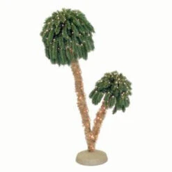 General Foam 6 Ft. Pre-Lit Double Palm Artificial Christmas Trees With Clear Lights-HD-PT64C250 203321205